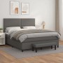 Graues vidaXL Boxspringbett (180x200 cm) mit Matratze, Bank und Kunstlederbezug.