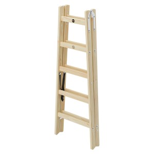 Zusammengeklappte Hailo Holz-Doppelsprossenleiter H40 StandardLine 2x5 Sprossen.