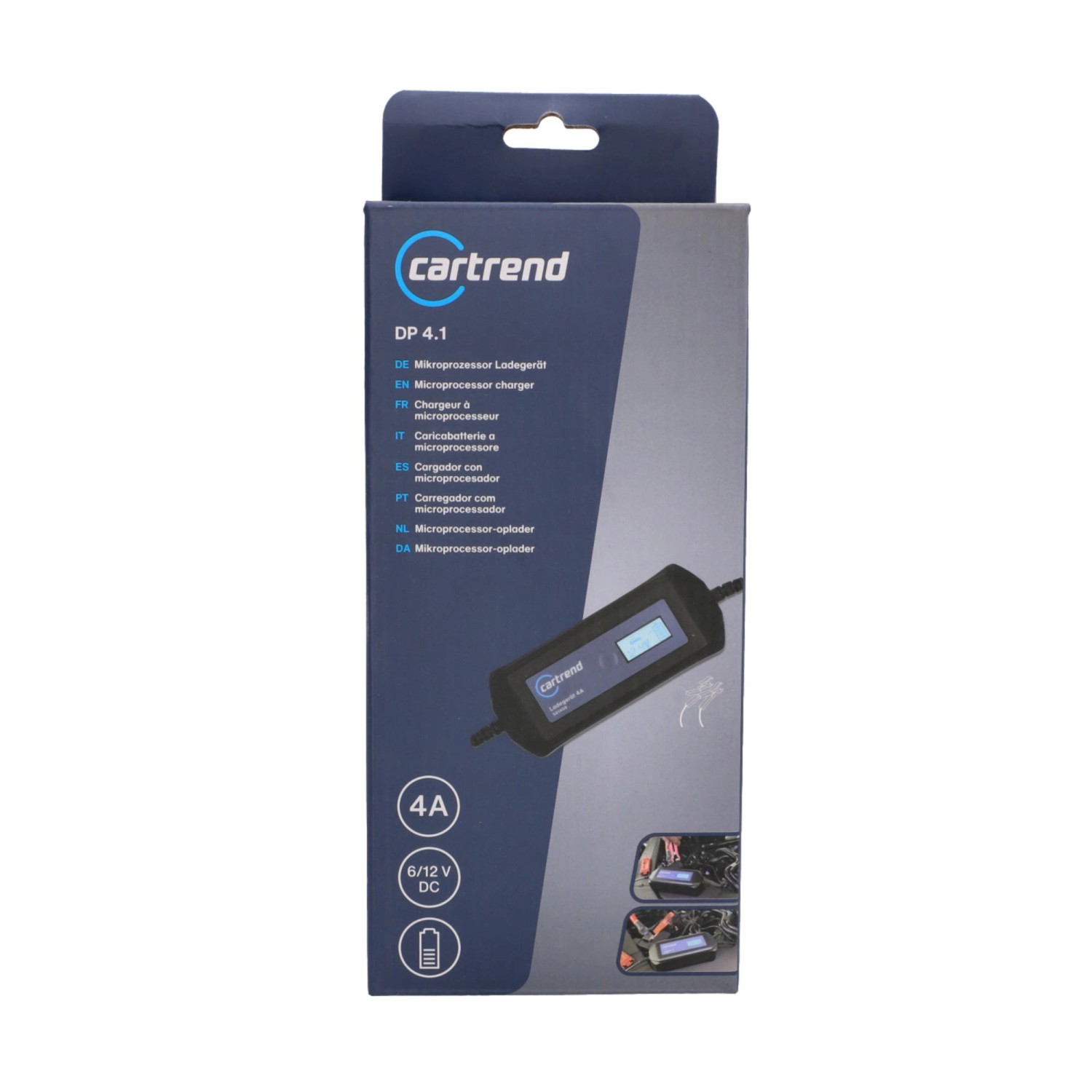 Cartrend Batterieladegerät Mikroprozessor DP 4.1 im Karton. Autoelektrik für PKW, Motorrad, Boot und Traktor.