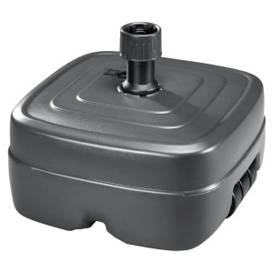 Anthrazitfarbener PE-Schirmständer (45 l) mit Rollen für Schirmstöcke von 38-50 mm.