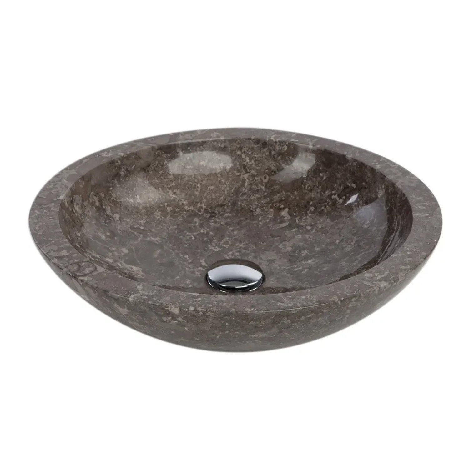 Wohnfreuden Marmor  Waschbecken 45 cm Grau Rund günstig online kaufen