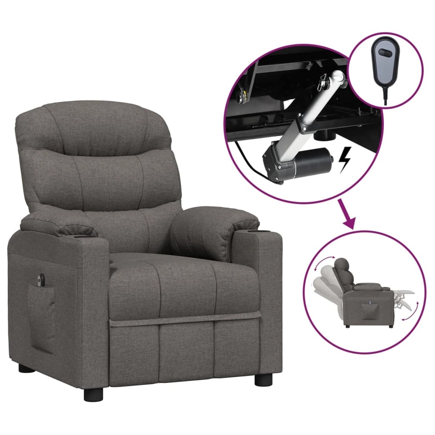 vidaXL Relaxsessel Elektrisch Dunkelgrau Stoff 3143492 günstig online kaufen