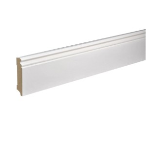 Hamburger Sockelleiste ohne Clipfräsung 2.500 x 16 x 96 mm Weiß-Grundiert