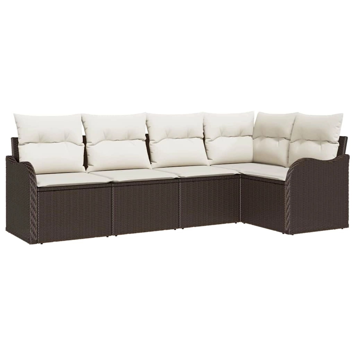 vidaXL Garten-Sofa-Set mit Kissen 5-Tlg Braun Poly Rattan 3345698 günstig online kaufen
