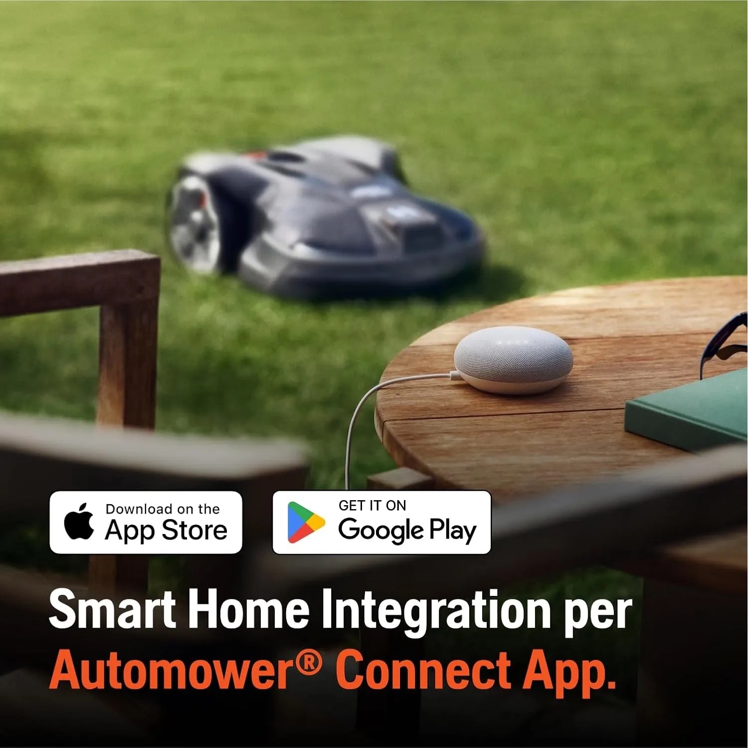 Husqvarna Aspire R4 Mähroboter mit Sprachsteuerung und Smart Home Integration.