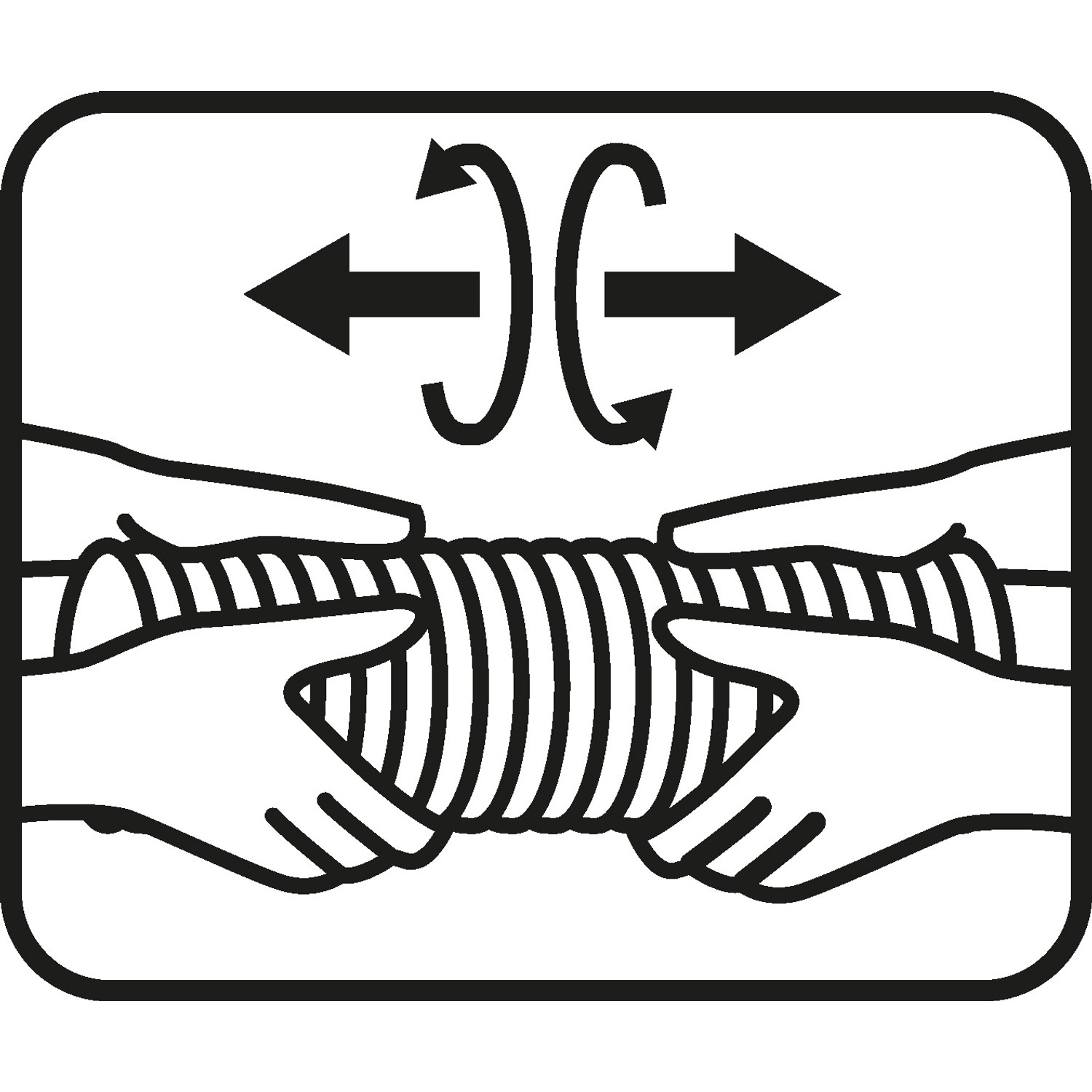 Symbol: ALU-Flexrohr System 125 vorsichtig auseinanderziehen und drehen.