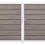 GroJa Grande Steckzaun Tor Premium, Bi-Color, DIN Rechts. Gartentor mit Holzoptik und silbernem Rahmen.