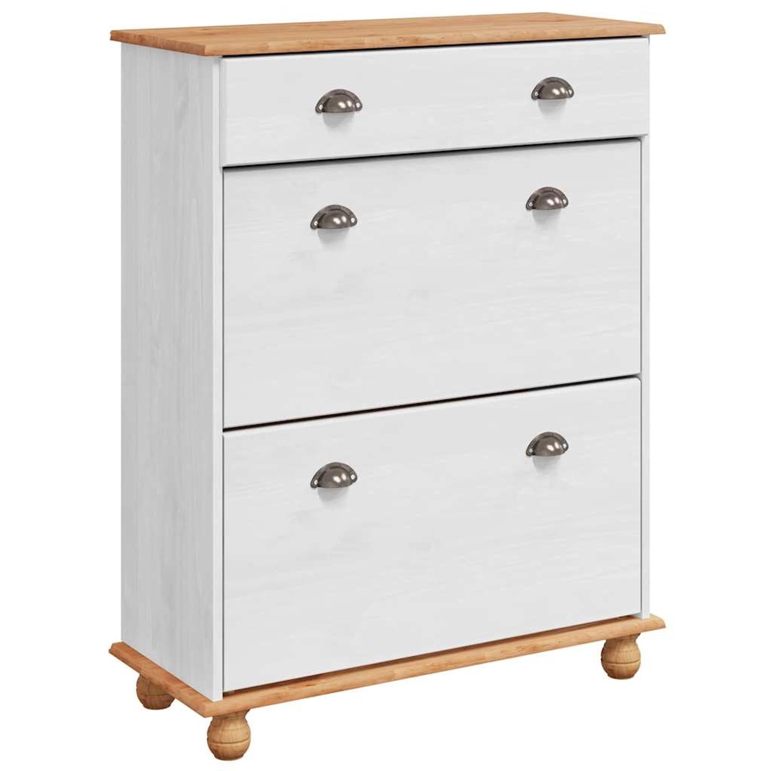 vidaXL Schuhschrank ASKIM Weiß 85 x 35 x 108 cm Massivholz Kiefer 4105438 günstig online kaufen