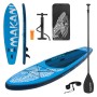 Blaues ECD Germany Stand Up Paddle Board Makani 320 mit Zubehör Set.