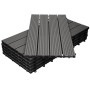 ECD Germany WPC Terrassenfliesen, 30er Set, 60x30 cm, Anthrazit Holzoptik, Klickfliesen für Terrasse & Balkon.
