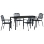 5-teiliges Garten-Esszimmer Set aus Stahl in Anthrazit mit Tisch und 4 Stühlen.