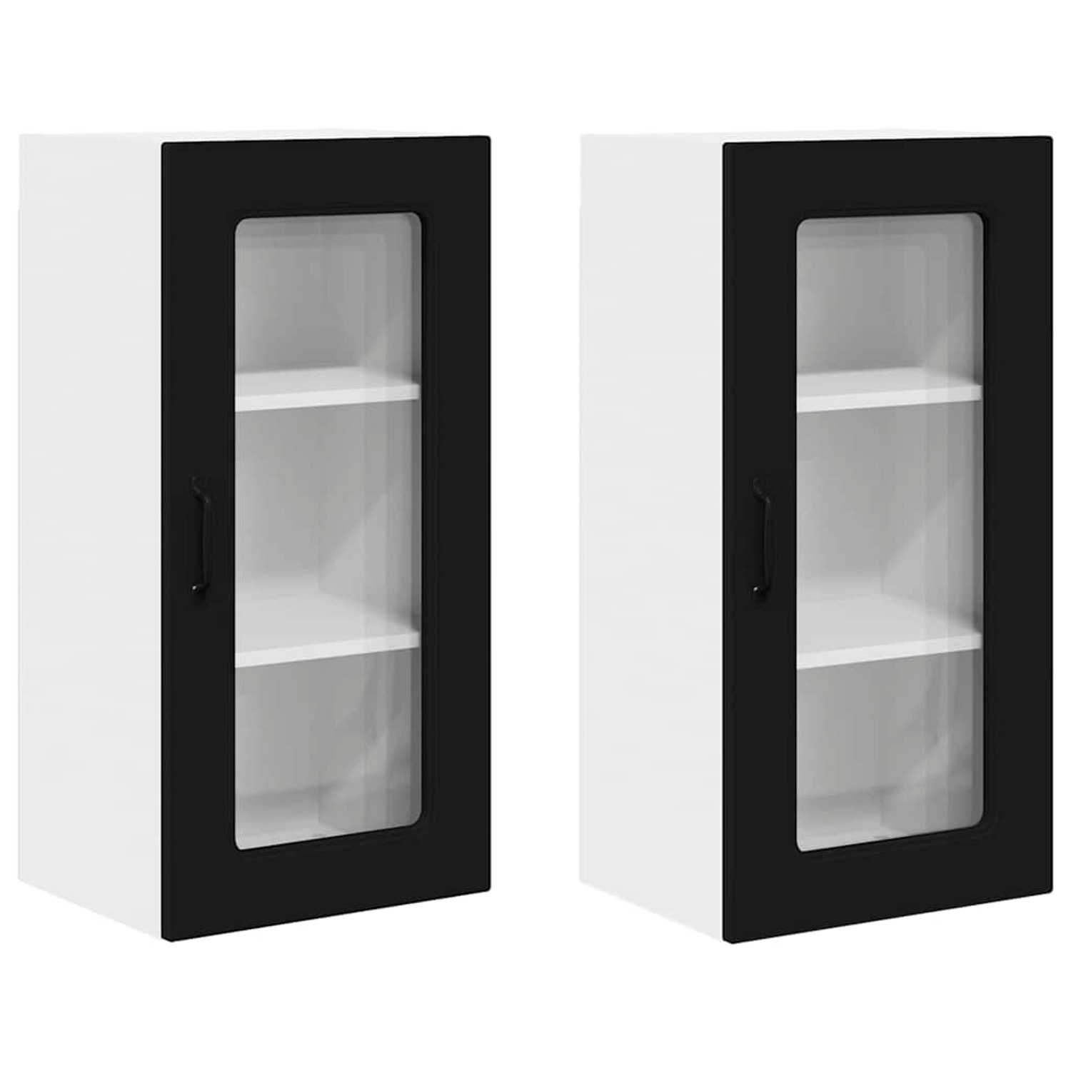 vidaXL Küchenwandschrank 2 Stk Schwarz 40 x 31 x 80 cm Holzwerkstoff 884637 günstig online kaufen