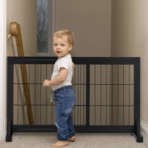 Relaxdays Ausziehbares Absperrgitter Kiefernholz Schwarz 70-108 cm x 56 cm
