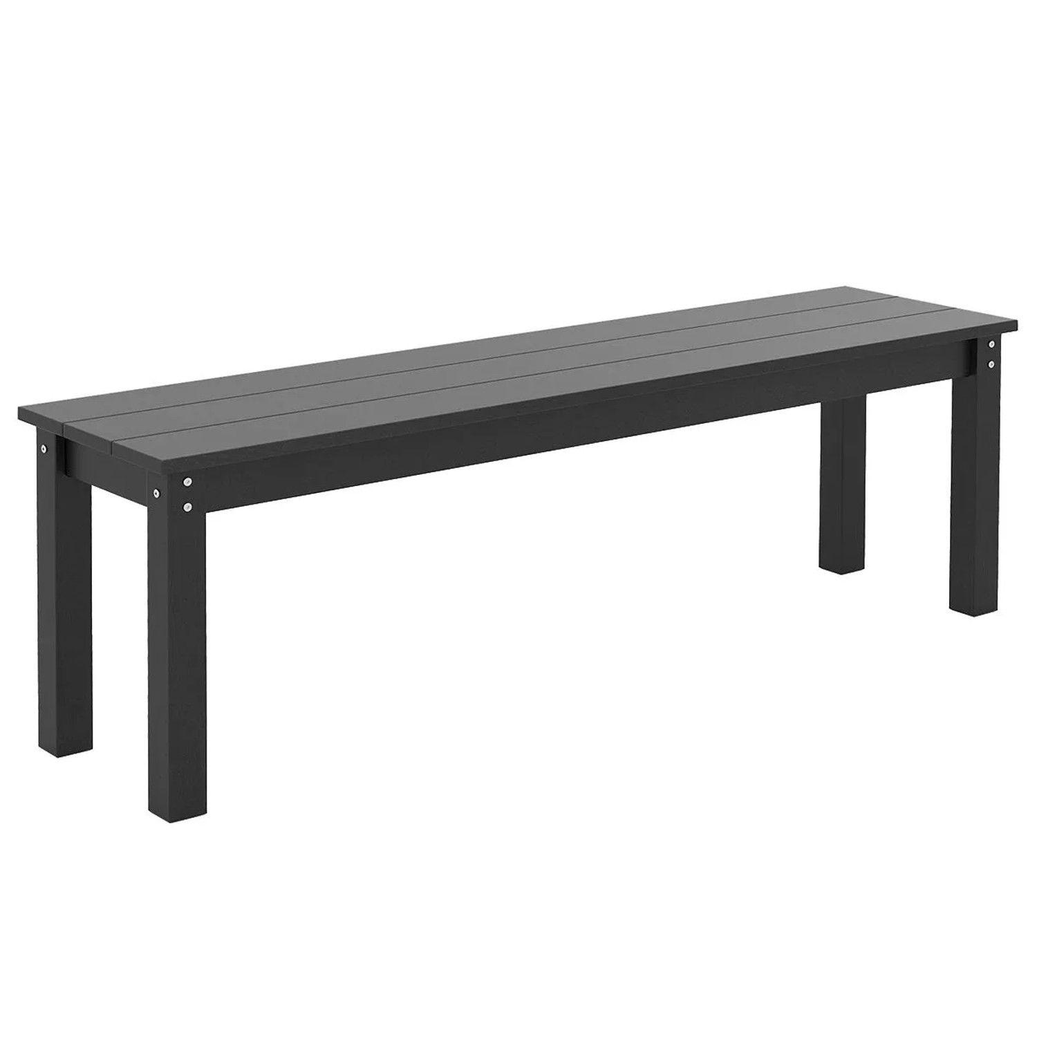 Costway Gartenbank Wetterfest 3-Sitzer Kunststoff Ohne Lehne Schwarz