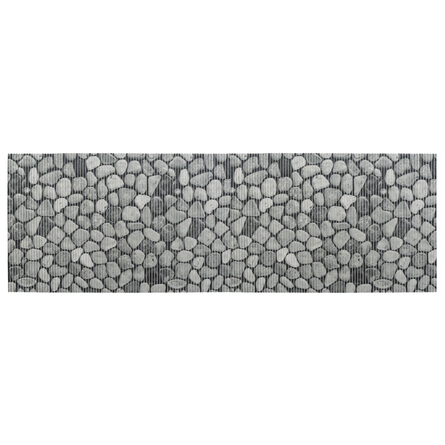 Wenko Badematte Sassi, 65x200 cm, mehrfarbig, Stein-Design, Kunststoff. Badteppich für Bad, Küche, Balkon.