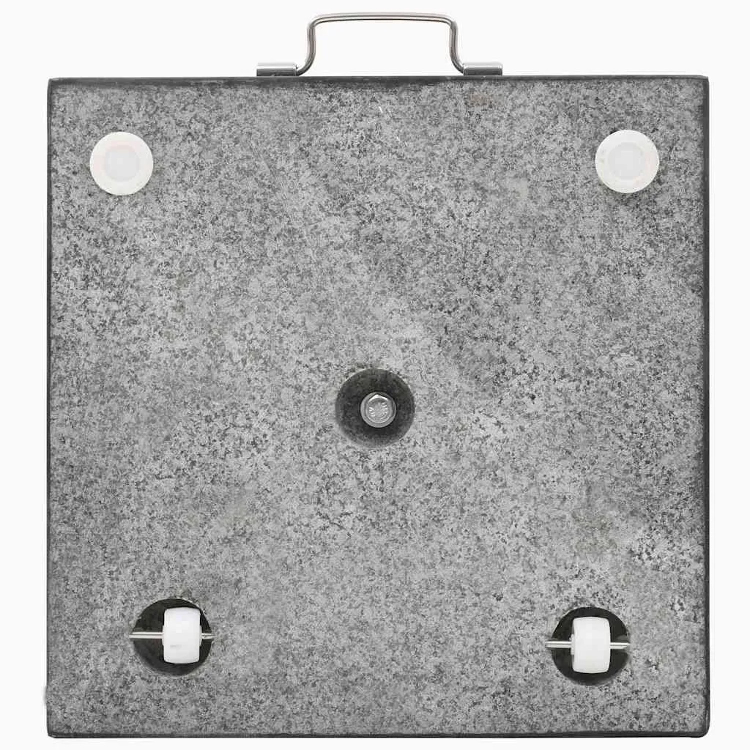 Quadratischer, schwarzer vidaXL Sonnenschirmständer aus Granit, 28,5 kg, mit Rollen und Tragegriff.