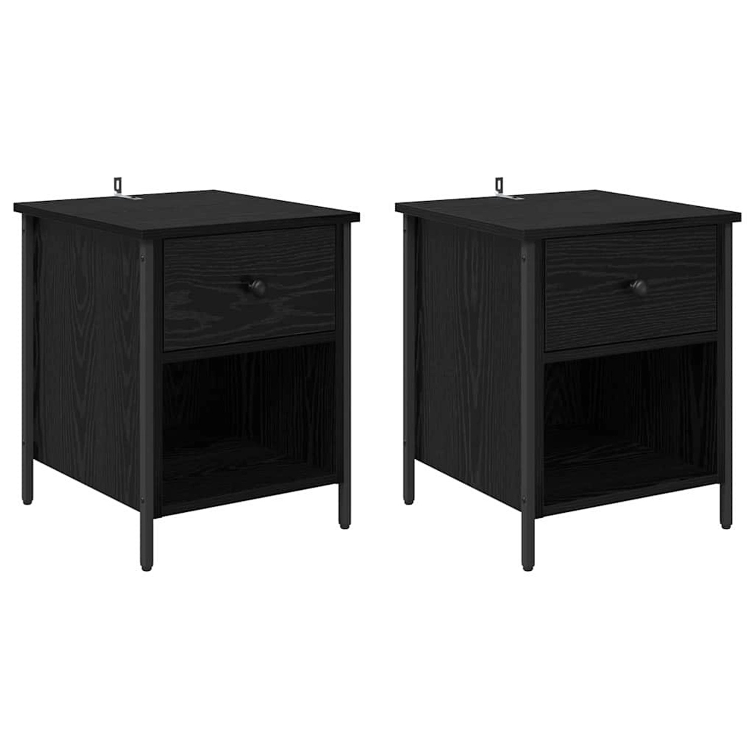 vidaXL Nachttisch 2 Stk Schwarz Eichen-Optik 40 x 42 x 50 cm 881851 günstig online kaufen