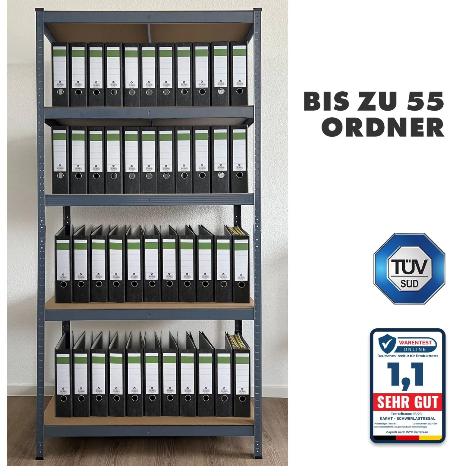 KARAT Schwerlastregal Lakota 2er Set Traglast bis 875 kg Grau 180 x 90 x 40 cm_4