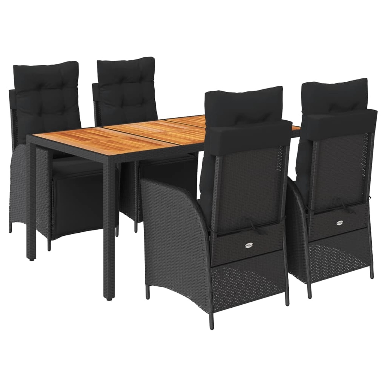 vidaXL 5-Tlg Garten-Essgruppe mit Kissen Schwarz Poly Rattan 3213340 günstig online kaufen