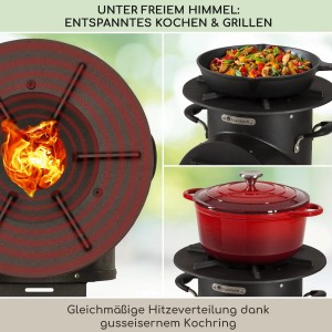 Blumfeldt Oshima Raketenofen: Campingofen, Feuerschale aus Stahl, mobil und schwarz. Ideal zum Kochen im Freien.