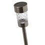 Marelida LED Solar Wegleuchte aus Edelstahl mit Erdspieß, transparentem Zylinder und Solarpanel. Für Garten & Balkon.