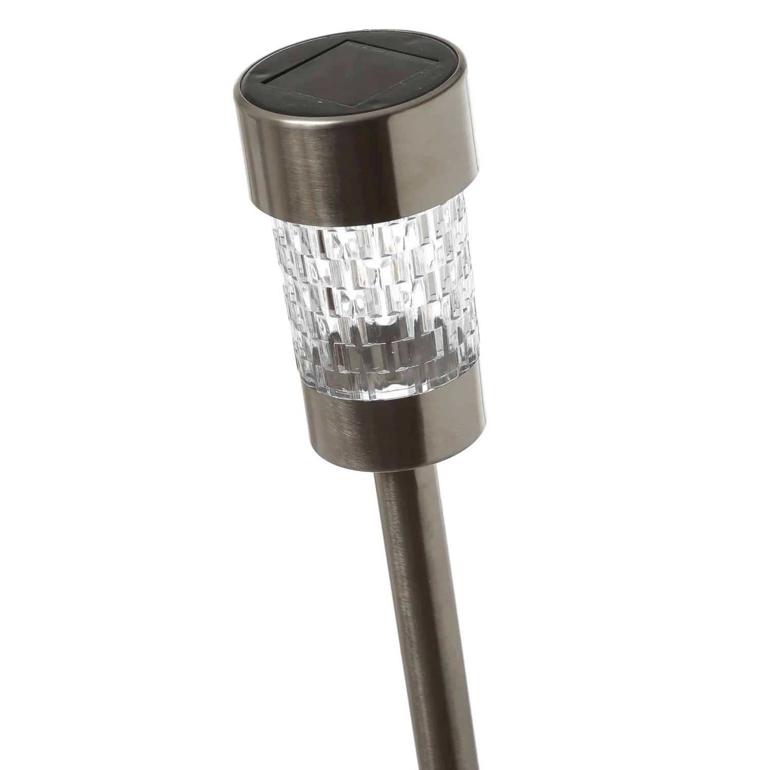 Marelida LED Solar Wegleuchte aus Edelstahl mit Erdspieß, transparentem Zylinder und Solarpanel. Für Garten & Balkon.