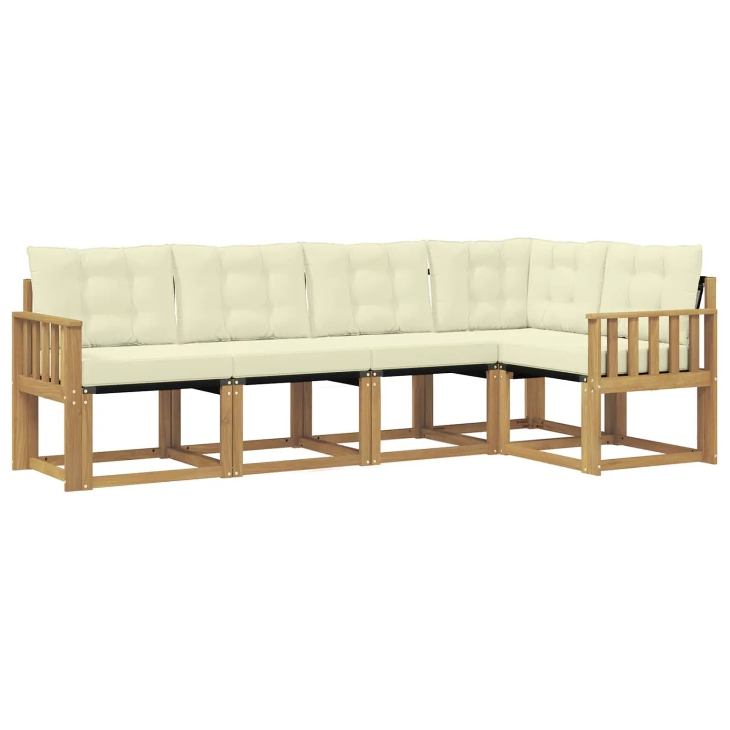 vidaXL Outdoor-Sofagarnitur mit Kissen 5-Tlg Weiß und Creme 3389472