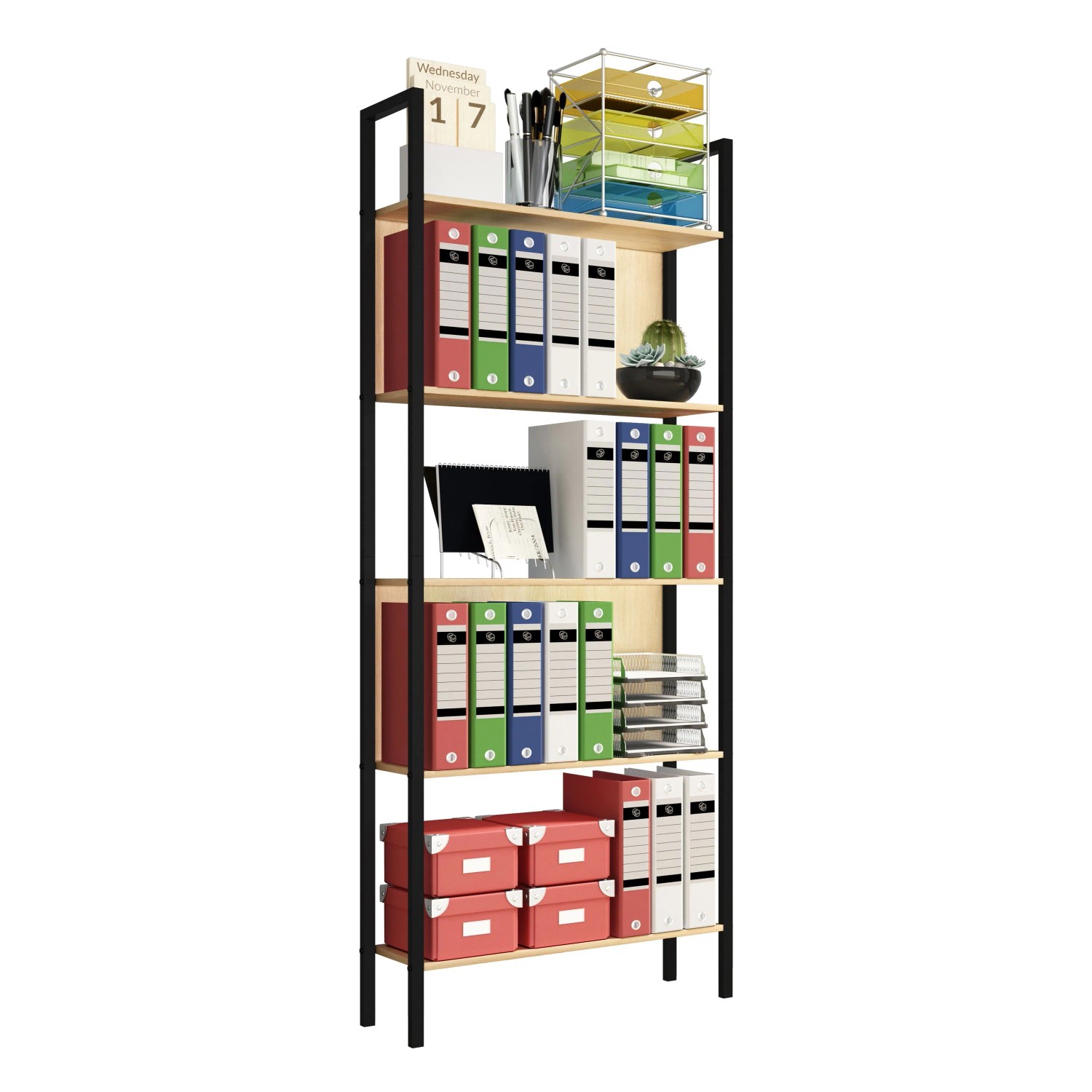 VCM Büroregal & Bücherregal Flakos Honig-Eiche