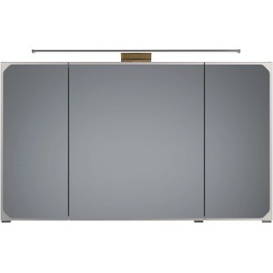 Pelipal Spiegelschrank Quantum 05, 120 cm breit, Riviera Eiche Dekor mit Aufsatzleuchte.