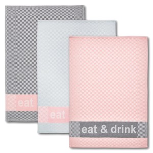 Dyckhoff Geschirrtuchset Eat & Drink Rosa 50 x 70 cm