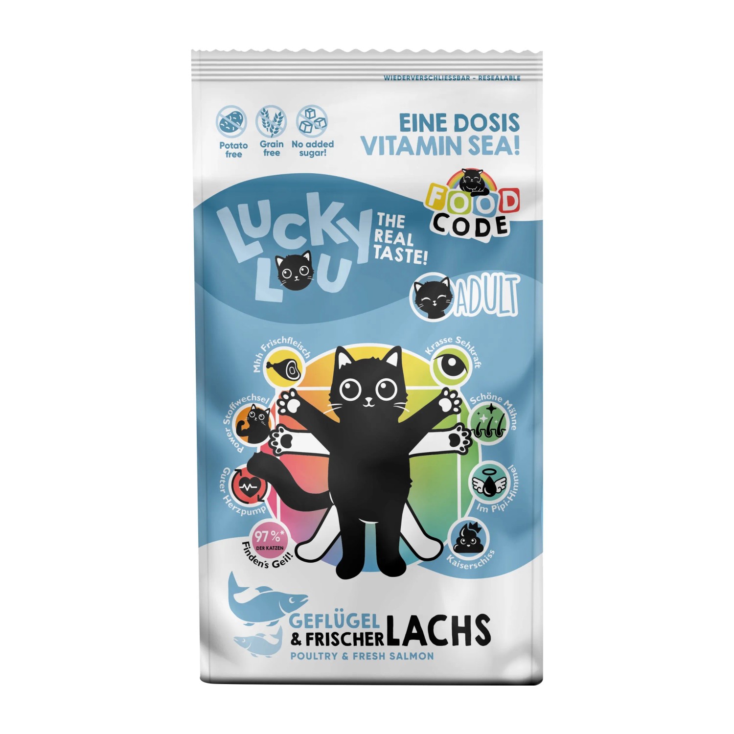 Lucky Lou Katzen-Trockenfutter Adult Geflügel & Lachs 340 g