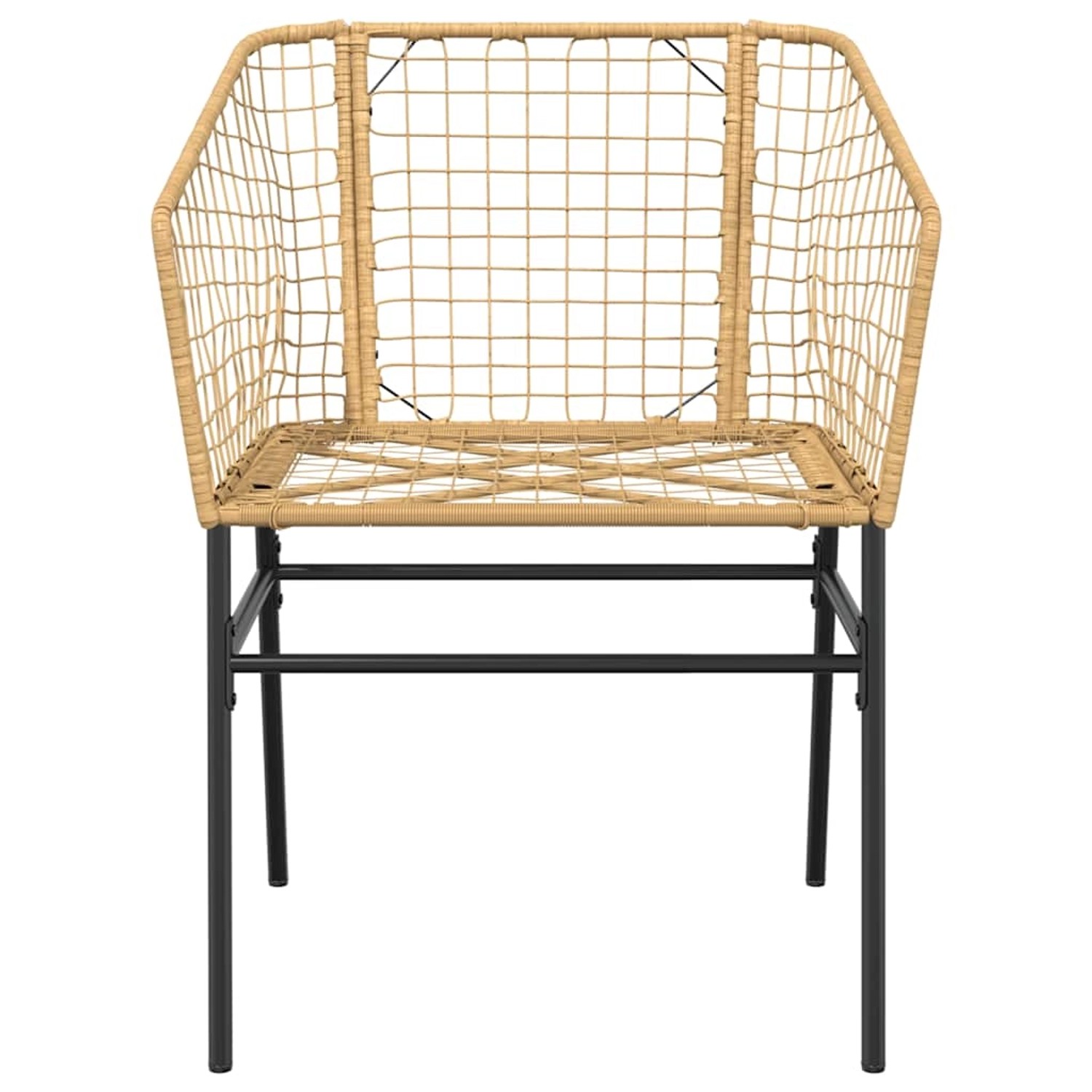 Gartenstuhl aus Poly Rattan mit schwarzem Stahlgestell, Teil des 5-teiligen vidaXL Garten-Esszimmersets.