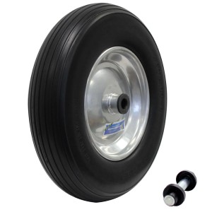 TRUTZHOLM Schubkarrenrad Vollgummi Pannensicher 4.80  4.00-8 mit Achse PU Stahlfelge