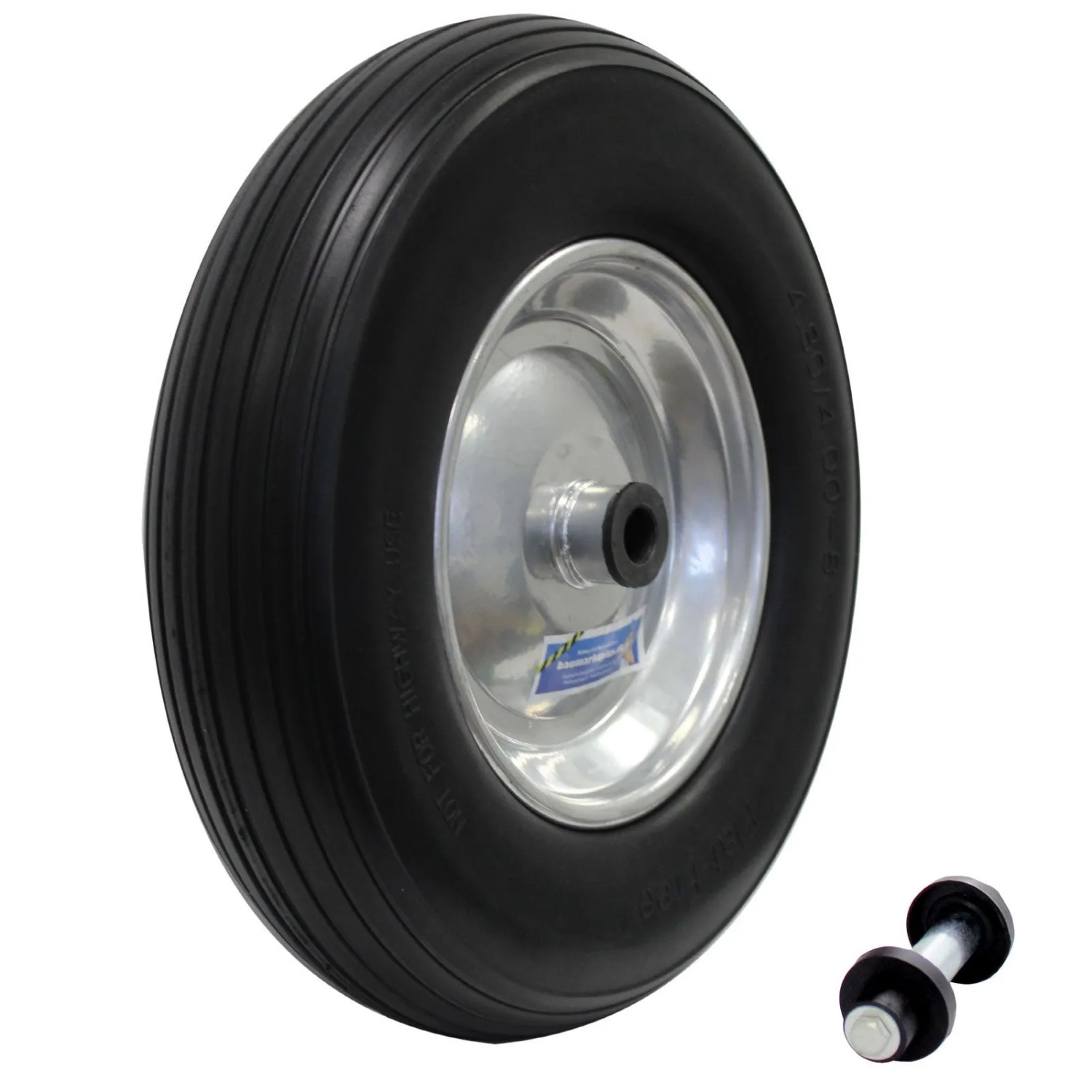 TRUTZHOLM Schubkarrenrad Vollgummi Pannensicher 4.80 4.00-8 mit Achse PU Stahlfelge