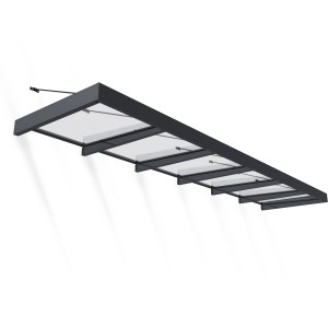Palram Canopia Vordach Sophia XL, 5,7 m, schwarz-transparent, für Terrassen und Hauseingänge.