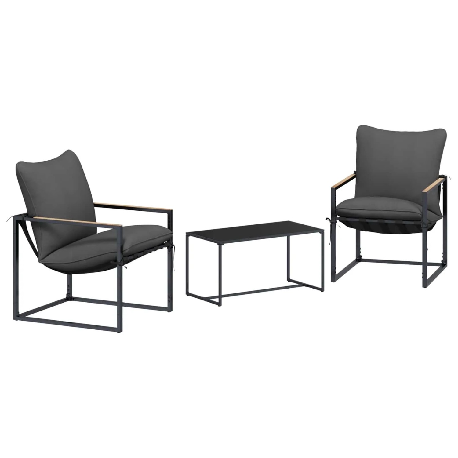 vidaXL Gartensofa-set 3 Stk Schwarz und Anthrazit Stahl 42025094