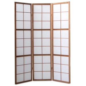 Homestyle4u 3-tlg. Paravent Shoji in Braun 132x175 cm 273