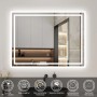 Rechteckiger Badspiegel 80x60 cm mit LED-Beleuchtung, drei Lichtfarben und Touch-Funktion.