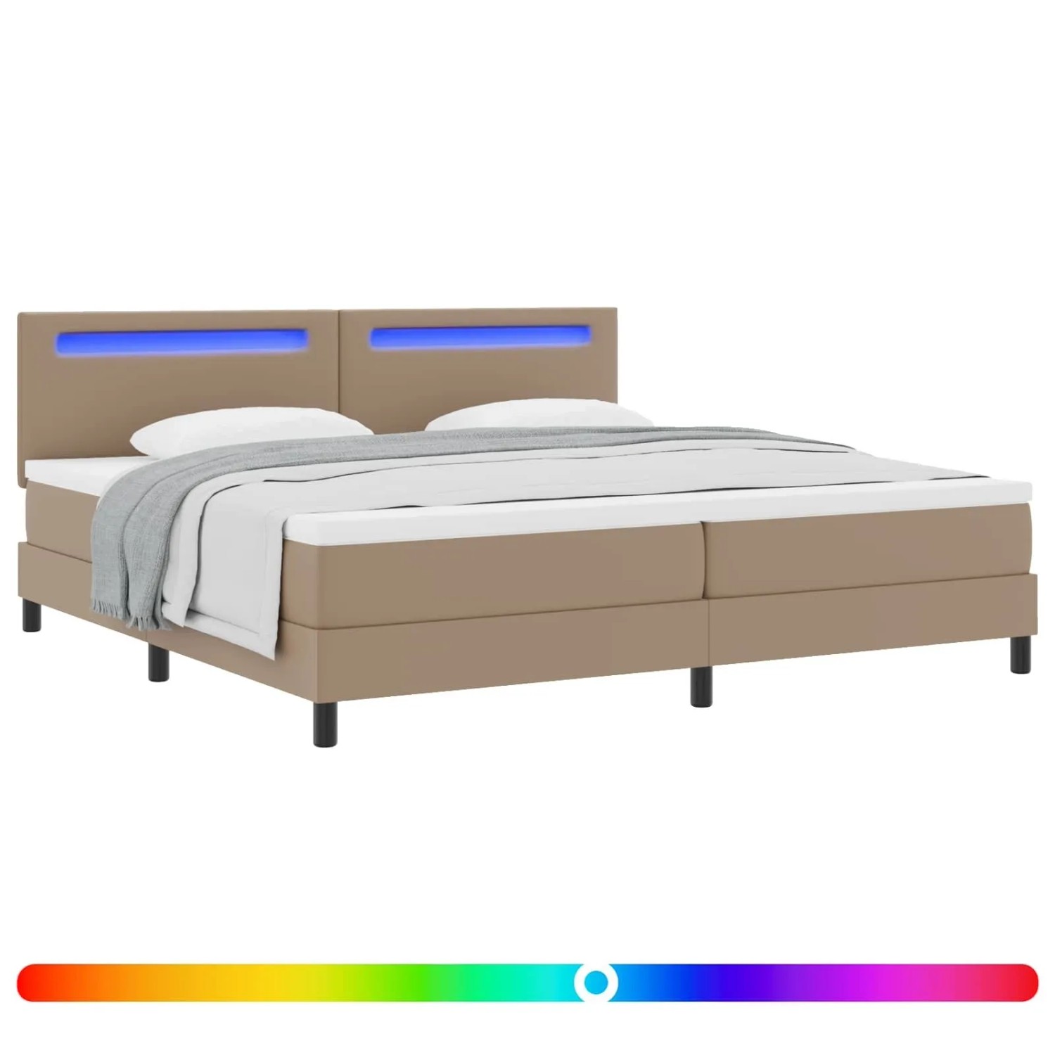 vidaXL Boxspringbett mit Matratze Cappuccino 200 x 200 cm Kunstleder 3339067