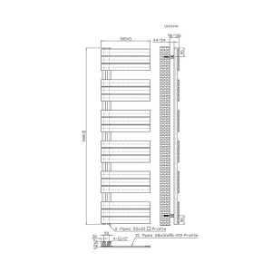 Belrad Handtuchheizkörper/Badheizkörper Paneel Anschluss Linksseitig Schwarz 1800x500