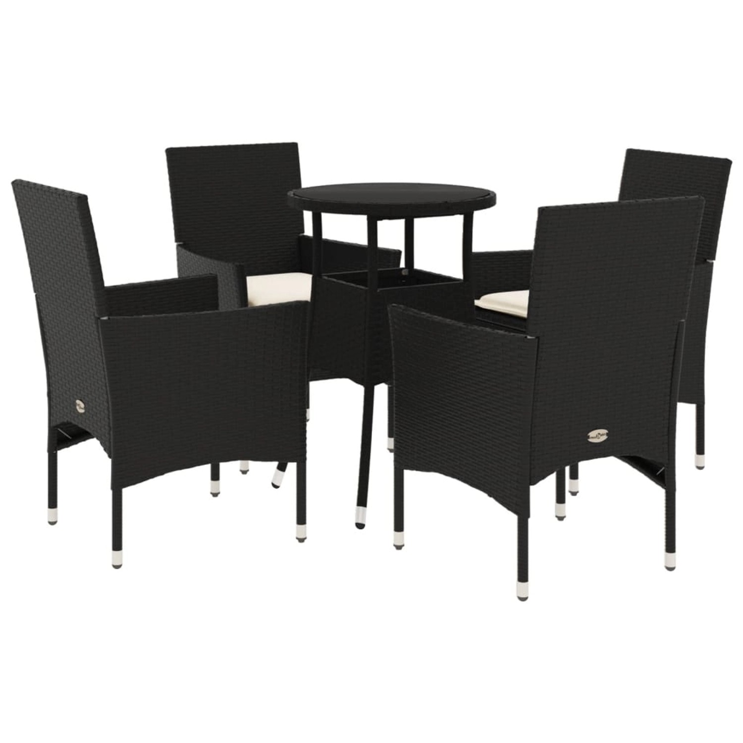 vidaXL 5-Tlg Garten-Essgruppe mit Kissen Schwarz Poly Rattan und Glas 32786 günstig online kaufen