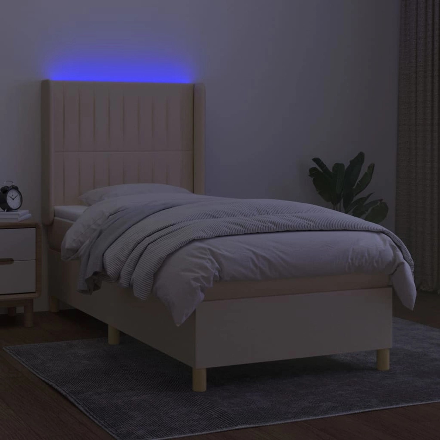vidaXL Boxspringbett mit Matratze & LED Creme 80x200 cm Stoff 3138994 günstig online kaufen