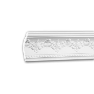 Weiße PROFHOME Eckleiste aus Polyurethan, 200 cm, mit Neo-Empire Design für Decken und Wände.