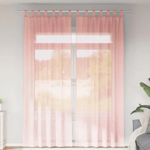 vidaXL Voile Vorhänge mit Stangentaschen 2 Stk Rosa 4102200