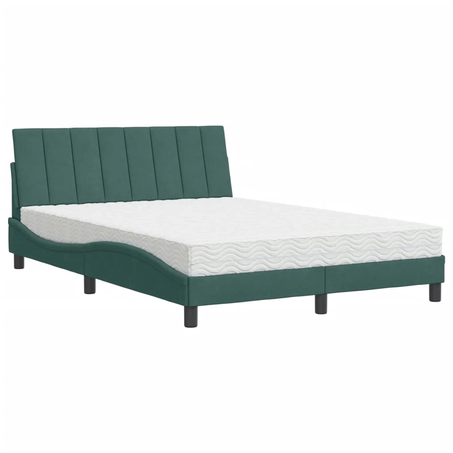 vidaXL Bett mit Matratze Hanko Dunkelgrün 140x190 cm Samt 3208595