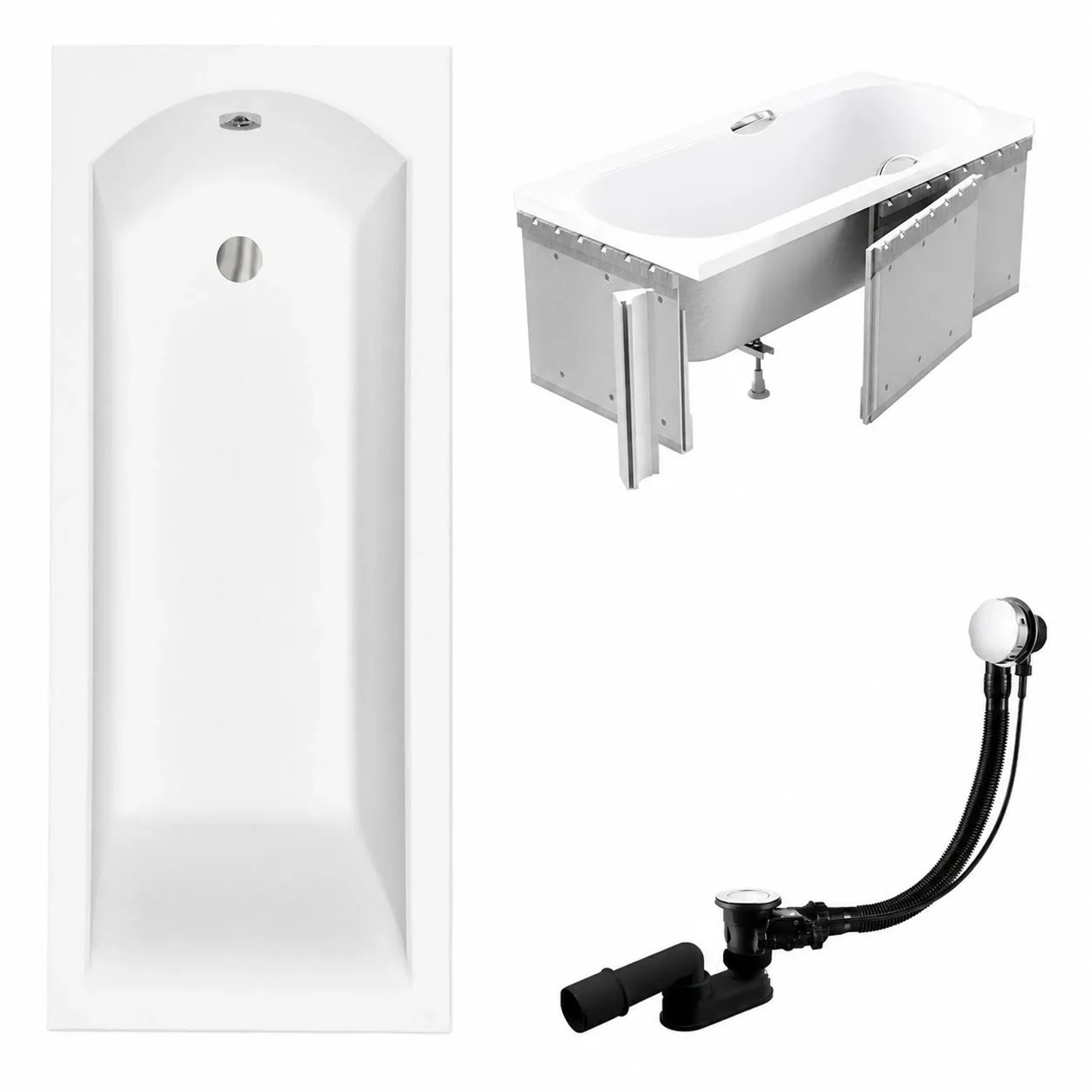 KOLMAN Badewanne Rechteck 140 x 70 Cm Mit Styroporverkleidung Inkl. Ablauf Und Füße