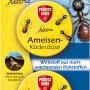 Protect Home Natria Ameisen Köderdose, 2er-Pack. Gelbe Dosen mit Ameisen-Motiv auf blauem Hintergrund.