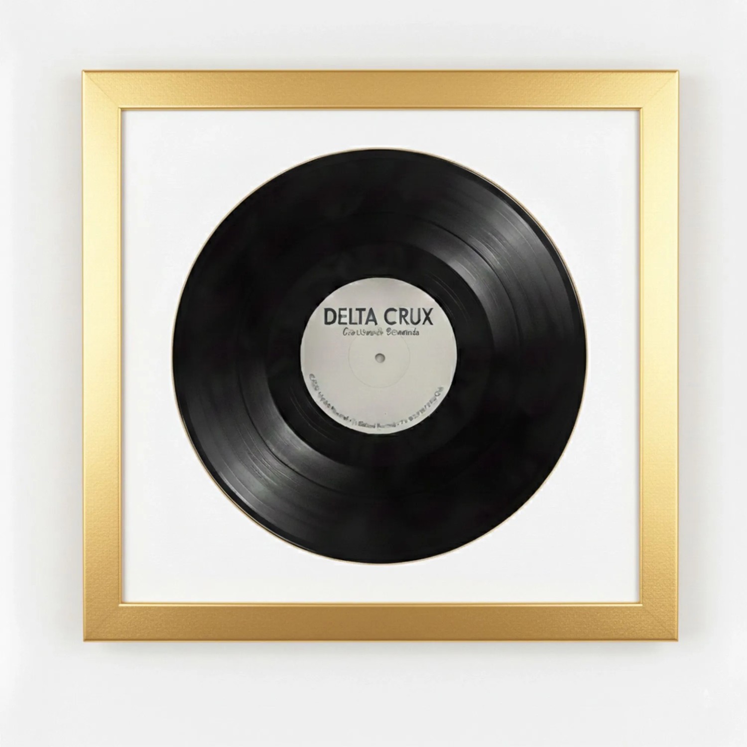 K-Möbel Schallplatten Rahmen Gold 40x40cm mit Weißem Passepartout für die Vinyl