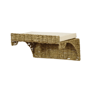 Rohrschneider Wandmulde Seegras, Naturfarbenes Katzenbett mit Kissen für die Wandmontage.