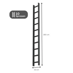 Anthrazitgraue PROREGAL Dachleiter mit 10 Sprossen, geeignet für Dächer.